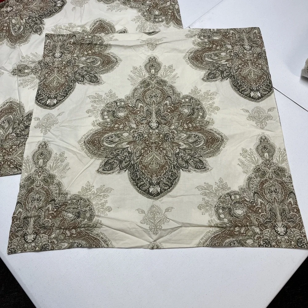 Pottery Barn Full Queen Serrano Medallion Duvet Set Neutral Off White Gray Taupe